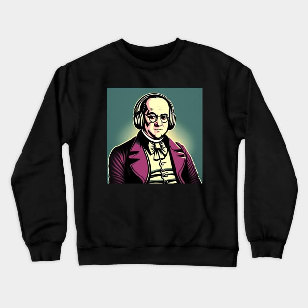 Money Moves Ben Franklin Retro Headphones Crewneck Sweatshirt by musicgeniusart